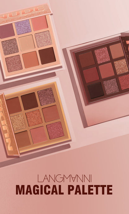 9-Color Eye Shadow Palette - Matte & Shimmer, Longwear, No Fallout Eyeshadow