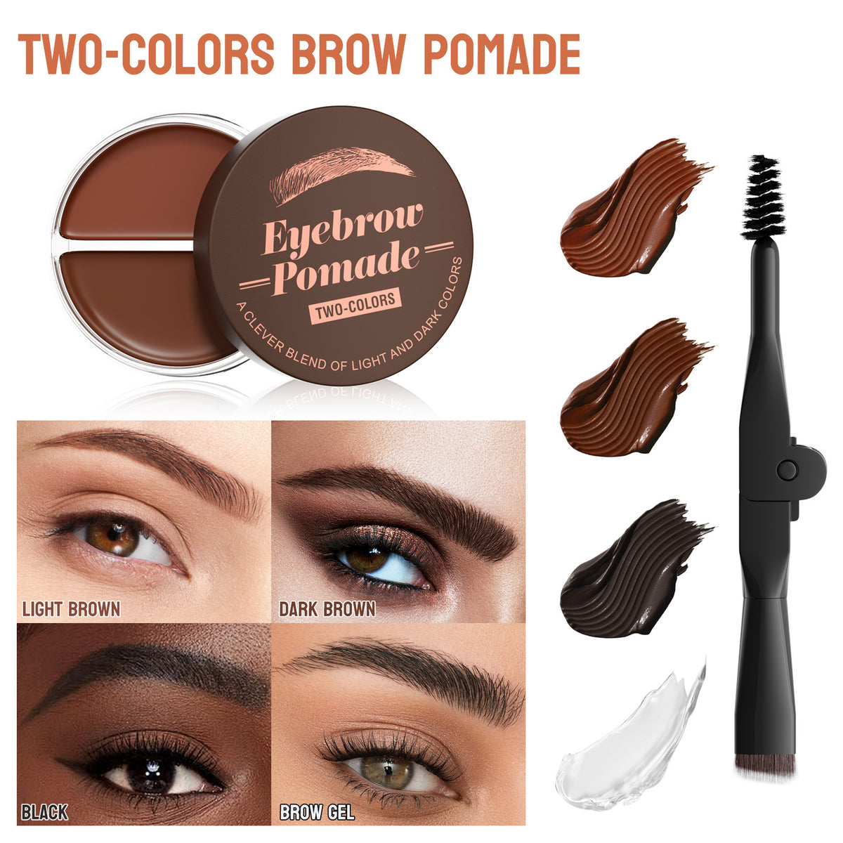 2-Tone 3D Brow Gel Eyebrow Mascara Natural Gradient Waterproof Smudge-Proof