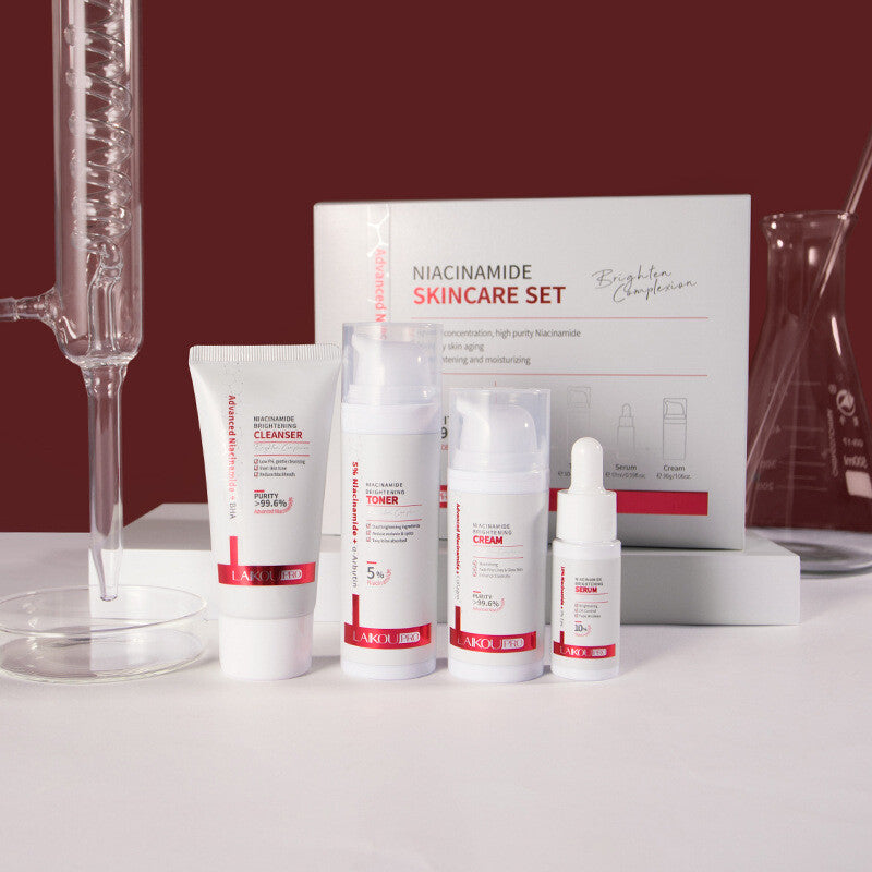 Skin Care Sets 4pcs Gift Box Niacinamide Toner Serum Cream facial cleanser