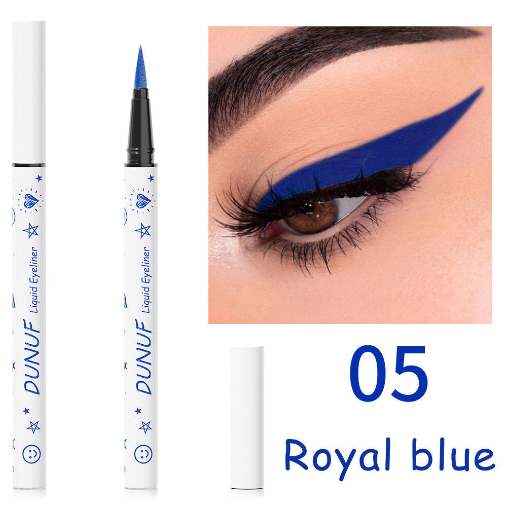 12-Color Liquid Eyeliner - Waterproof, Quick-Dry, Smudge-Proof Makeup for Women
