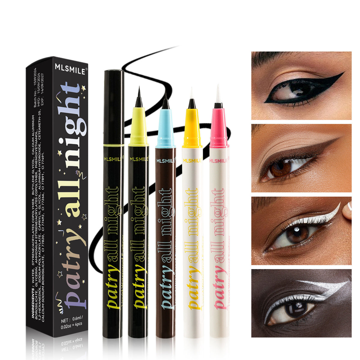 Liquid Eyeliner Eyes Pencil Makeup for Women Waterproof Black/White/Silver/Brown