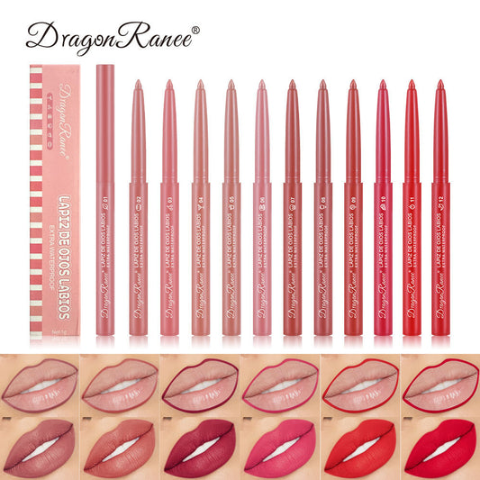 12 colors 1g Matte Lip Liner & Lipstick - Velvet Rosewood & Pink Waterproof