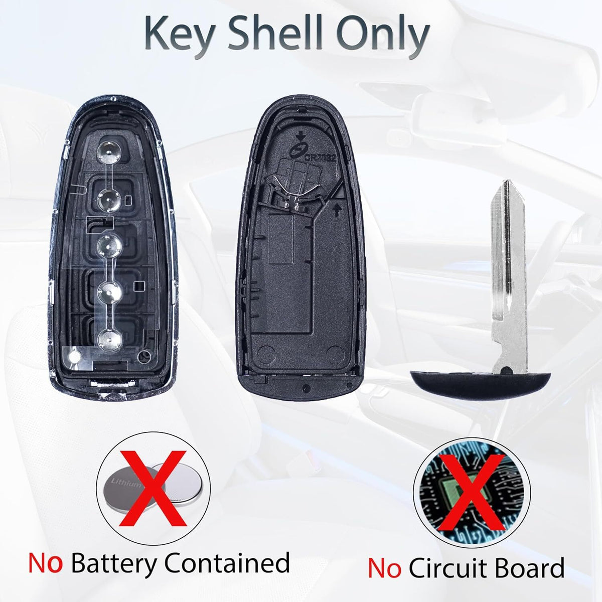 Key Fob Shell Case Replacement Fit for Ford Lincoln Keyless Entry Remote Control