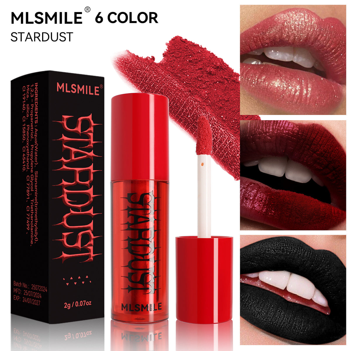 Pearl Glitter One-Swipe Lipstick Shine Matte Velvet Long Lasting Lip Gloss
