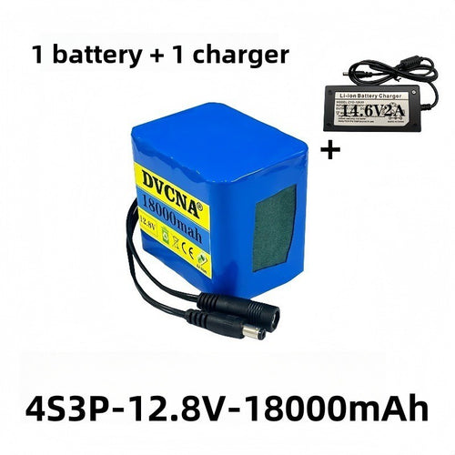 12.8V 18000mAh 4S3P Li-ion Battery Pack w/ Smart BMS, Rechargeable