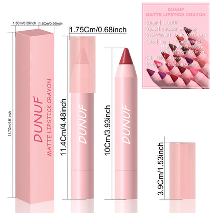 18-Color Matte Lip Pencil Gloss - Waterproof Long Lasting Smudge Proof Non-Stick