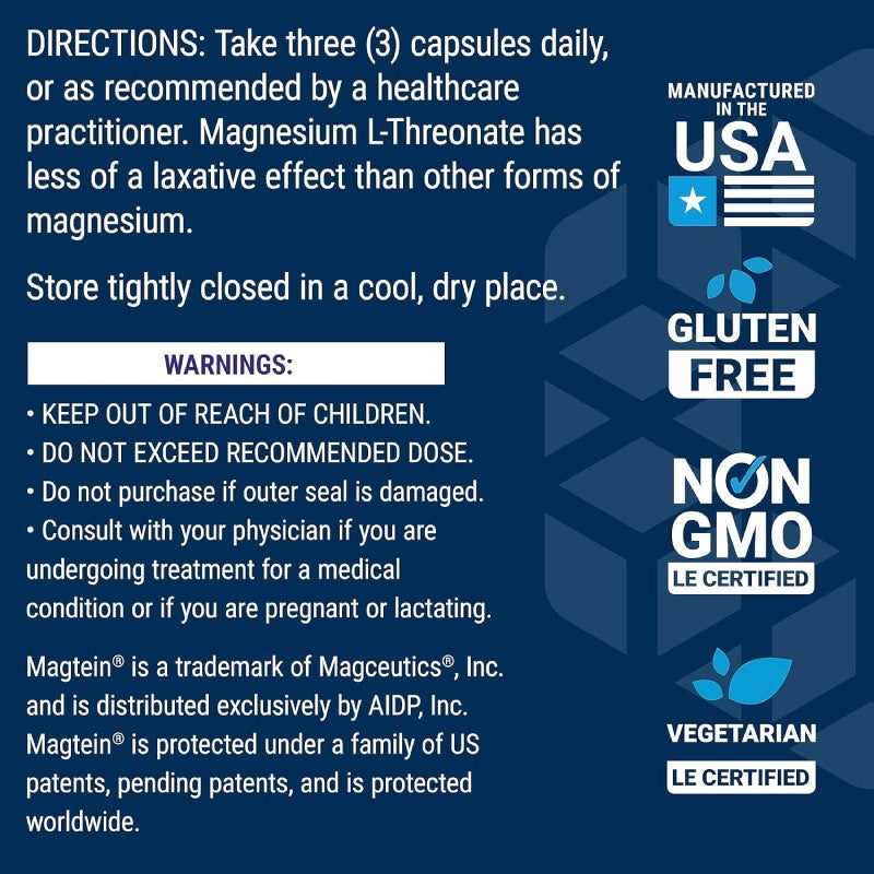 Magnesium L Threonate Capsules 90ct for Brain Memory and Cognitive Support