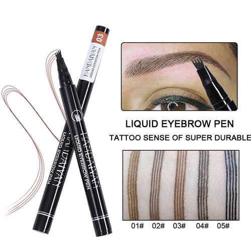 4-Prong Liquid Brow Pen - Ultra-Fine Tip,Eyebrow Liner, Waterproof Long Lasting