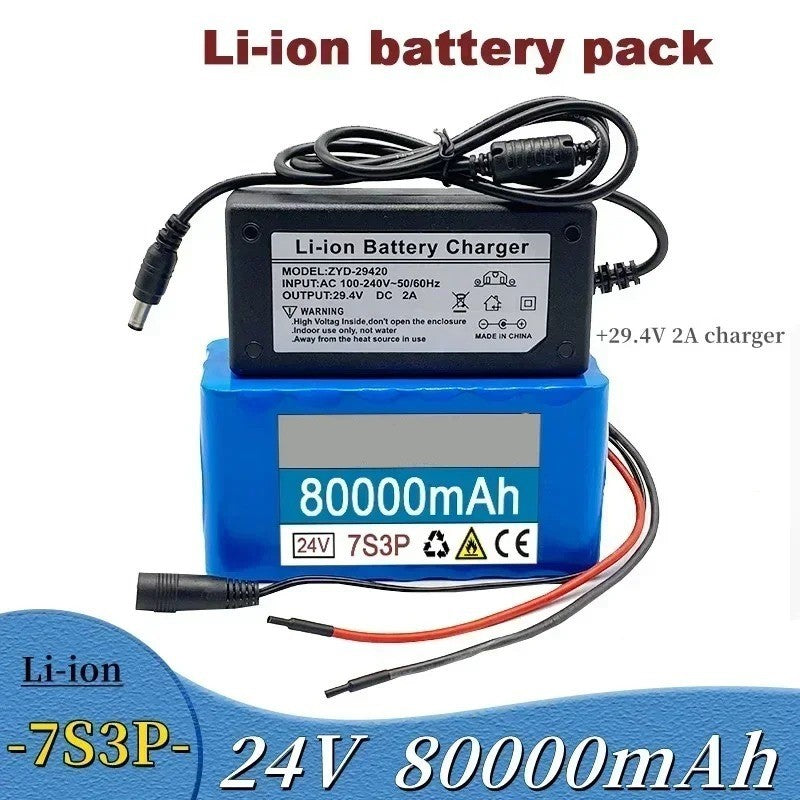24V 80Ah 7S3P  Rechargeable Li-ion Battery Pack with BMS for E-Bike Scooter