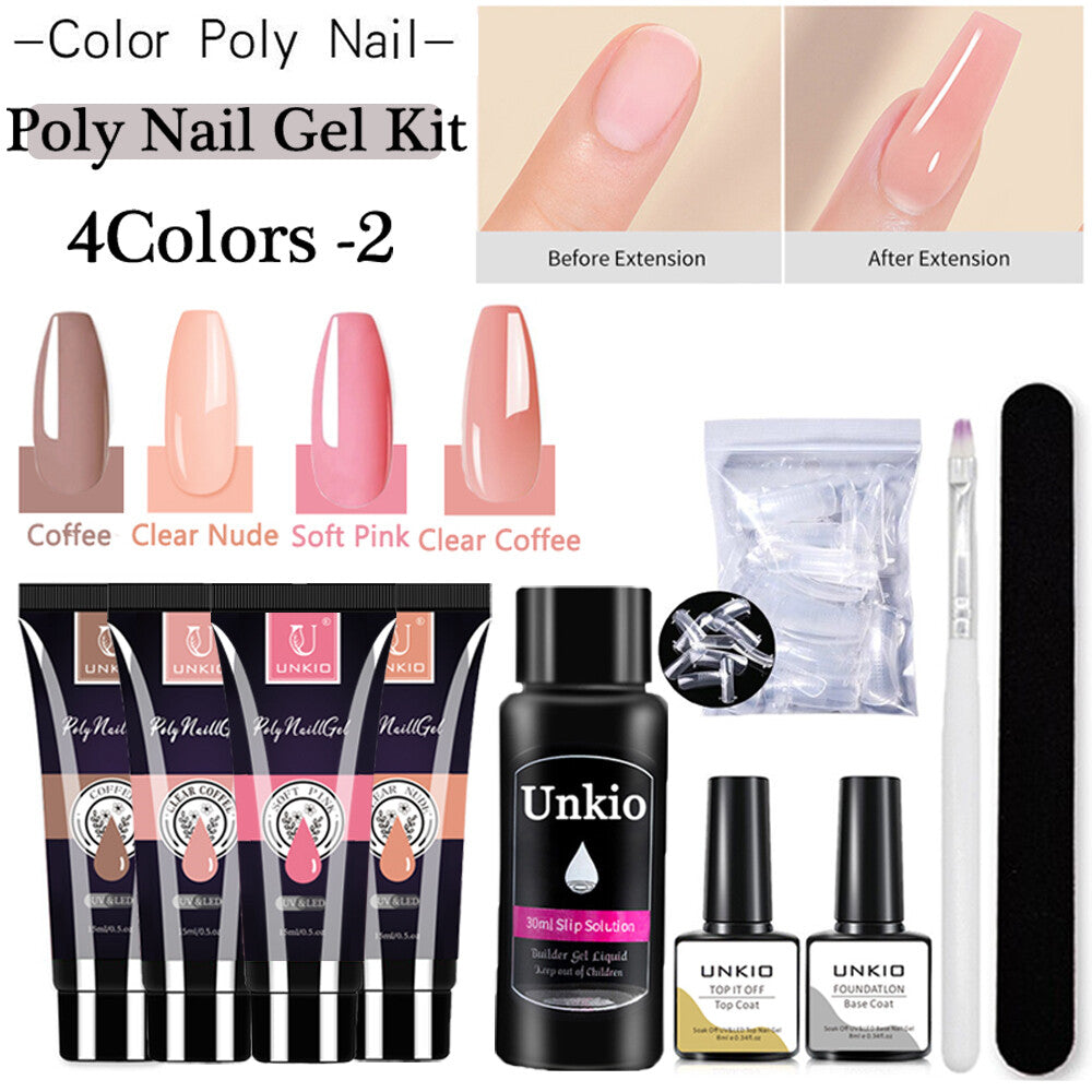 15ml Poly Nail Gel Set 11in1 Soak Off Nail Extension Builder False Nails Nude