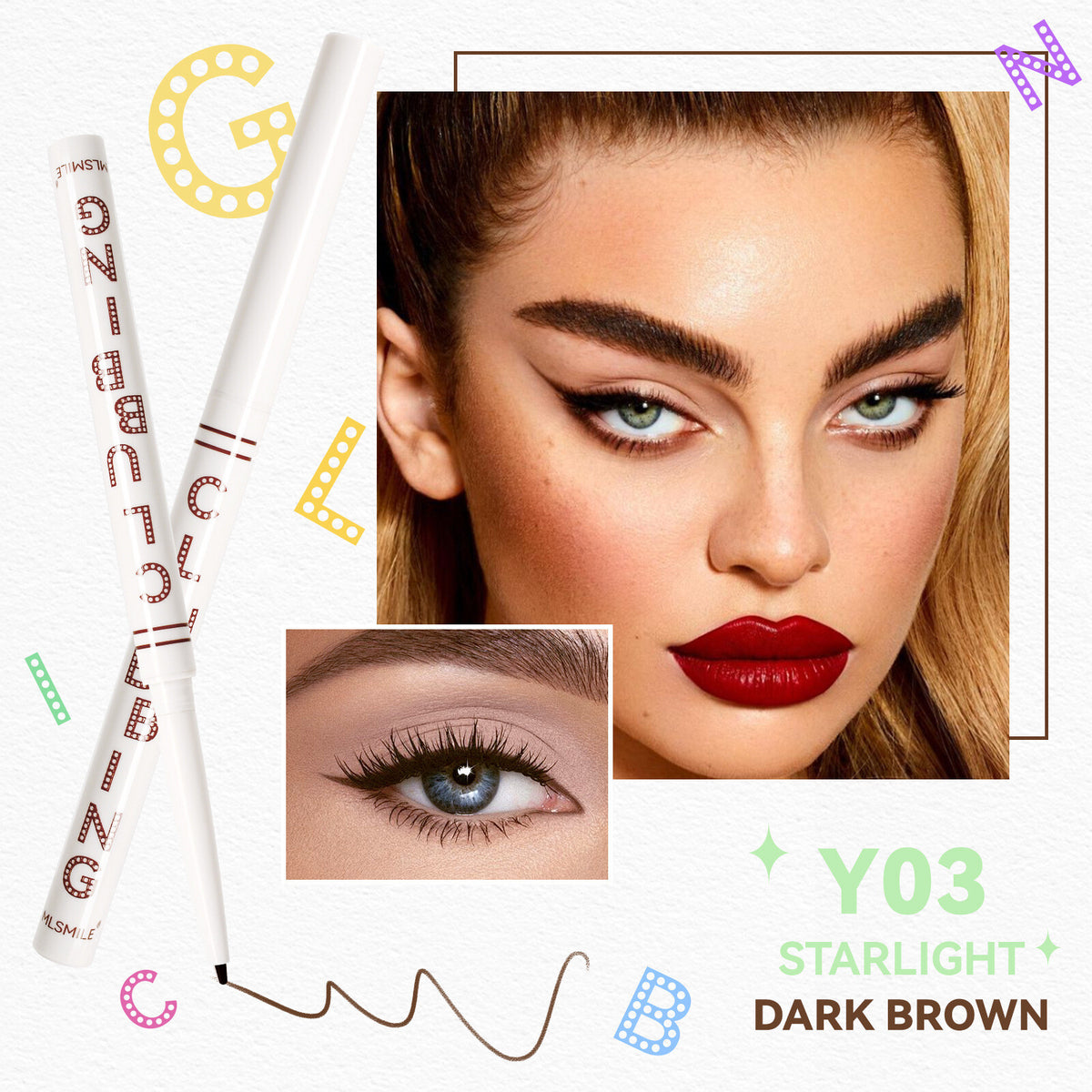 4Color Eyeliner Pencil Eyes Makeup for Women Waterproof Smudgeproof Long-Lasting