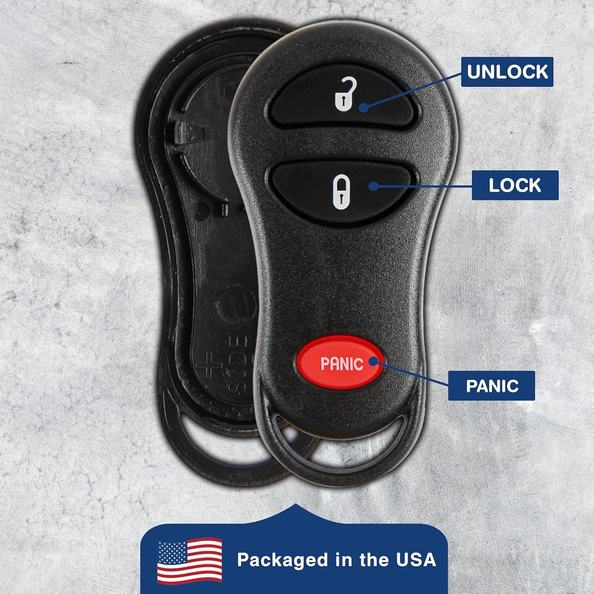 KeylessOption Key Fob Cover Case Replacement for Chrysler Caravan Dodge Ram Jeep