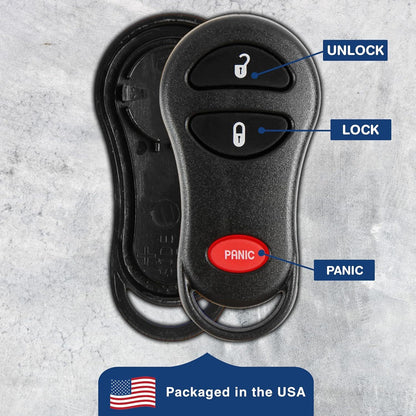 KeylessOption Key Fob Cover Case Replacement for Chrysler Caravan Dodge Ram Jeep