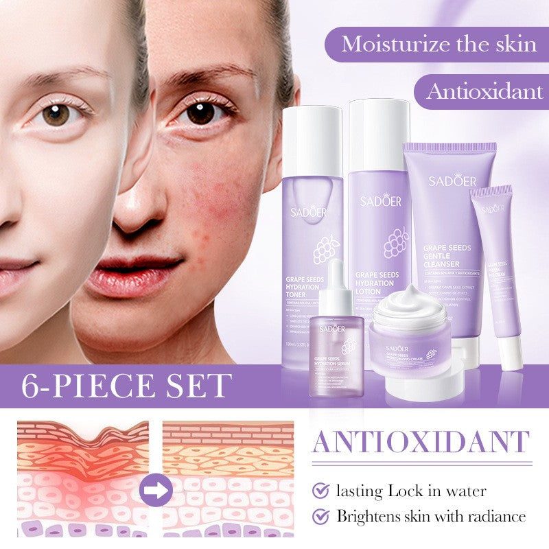 6pcs/set Grape Seed Essence Skincare Gift Box Antioxidant Repair Moisturize