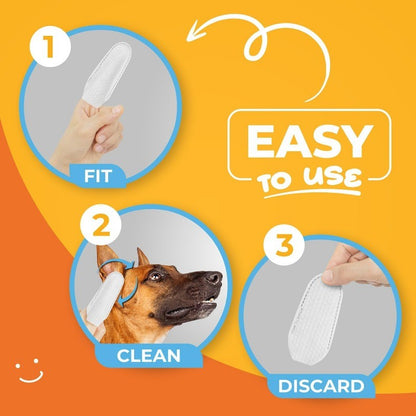 Dog & Cat Ear Cleaning Finger Wipes, Soothe & Deodorize Itchy Ears,Coconut Scent