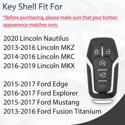 Key Fob Shell Case For Ford/Lincoln Replacement Fits 5 Button Pad Cover