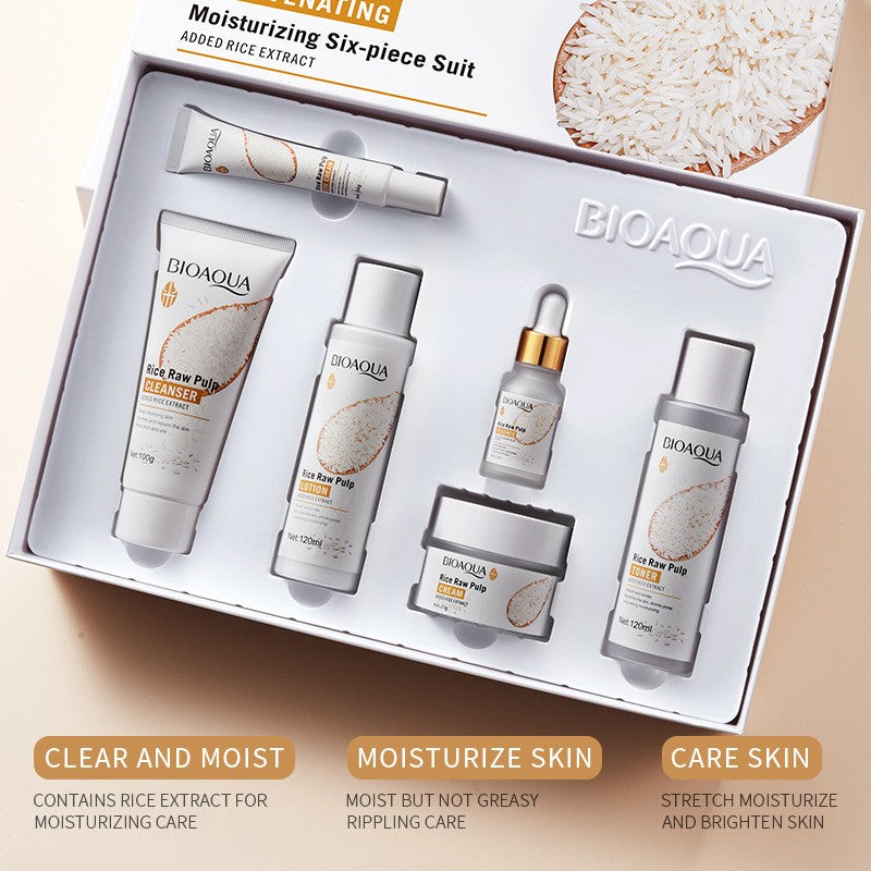 Rice Ferment Skincare Set Hydrating Facial Cleanser Toner Essence Emulsion Cream