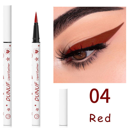 12-Color Liquid Eyeliner - Waterproof, Quick-Dry, Smudge-Proof Makeup for Women
