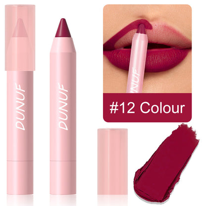 18-Color Matte Lip Pencil Gloss - Waterproof Long Lasting Smudge Proof Non-Stick