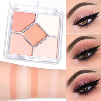 5-Color Eye Shadow Palette - Matte & Shimmer, Blendable, No Fallout Eyeshadow