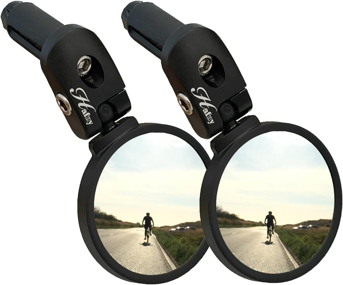 Hafny Bar End Bike Mirror, Stainless Steel Lens (Black 62 Diameter * 2PCS)