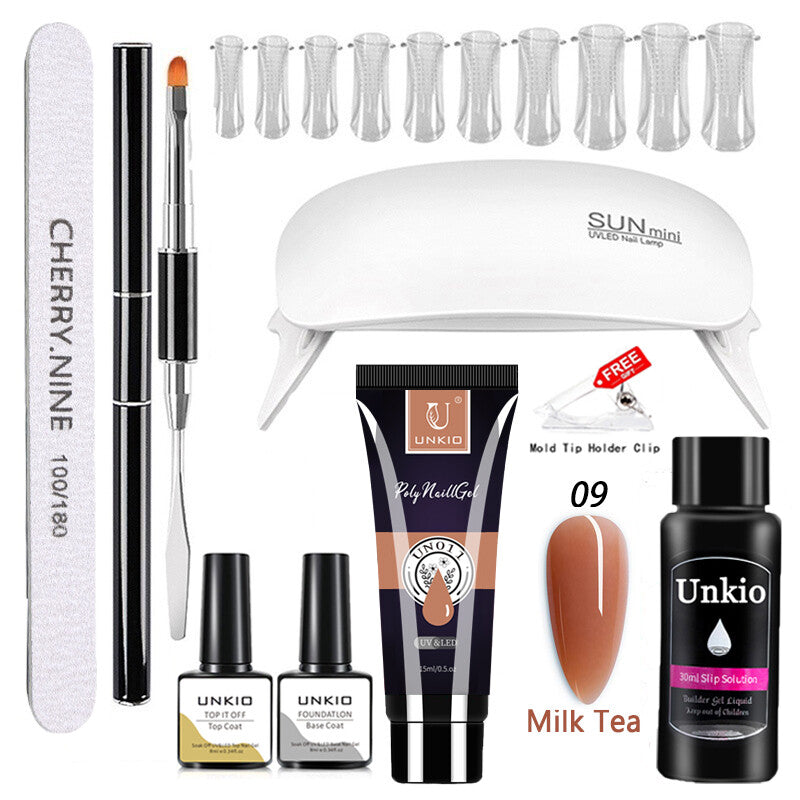 Poly Nail Gel Set with LED Lamp full Manicure Set Building for Nail Art Tool Kit