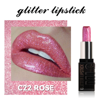 6 Colors Glitter Pearl Lipstick for Women Metallic diamond Long Lasting