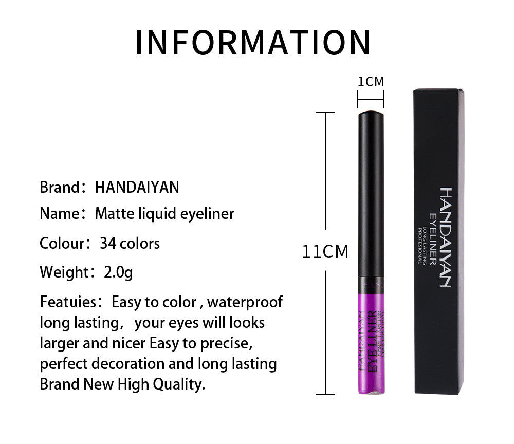 42-Color Matte Eyeliner Longwear, Waterproof, No Smudging Waterproof Makeup