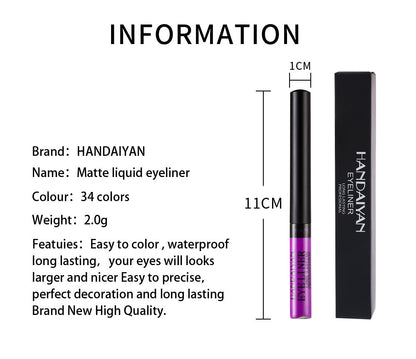 42-Color Matte Eyeliner Longwear, Waterproof, No Smudging Waterproof Makeup
