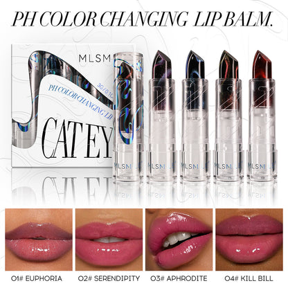 4PCS/set Glitter Lipstick Color Changing Cat Eye Metallic Shine Long Lasting