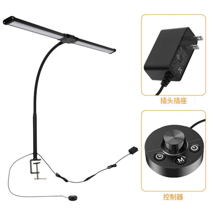 LED Desk Lamp with Clamp Double Head Desk Lamp with 360° Adjustable Gooseneck