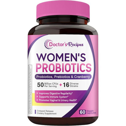 Womens Probiotic with Organic Cranberry for Urinary and Digestive Health