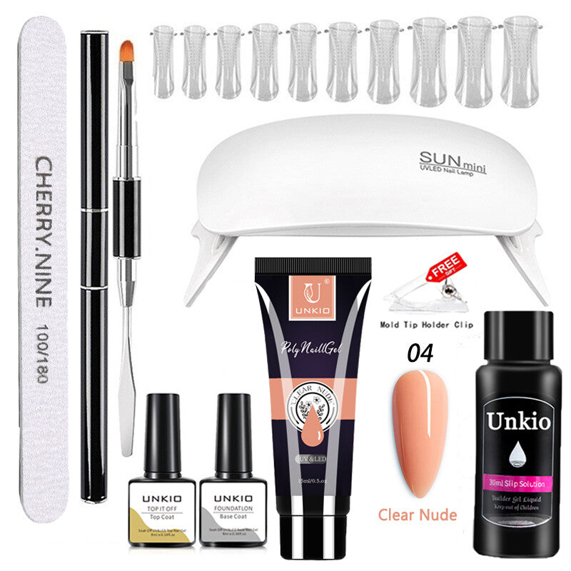 Poly Nail Gel Set with LED Lamp full Manicure Set Building for Nail Art Tool Kit