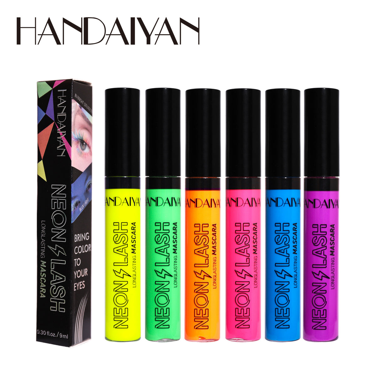 6-Color Fluorescent Mascara - Waterproof, Smudge-Proof, Halloween Eye Makeup