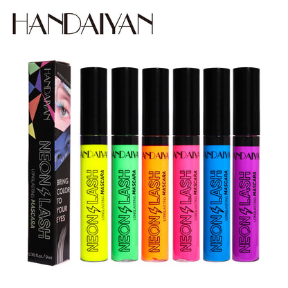 6-Color Fluorescent Mascara - Waterproof, Smudge-Proof, Halloween Eye Makeup