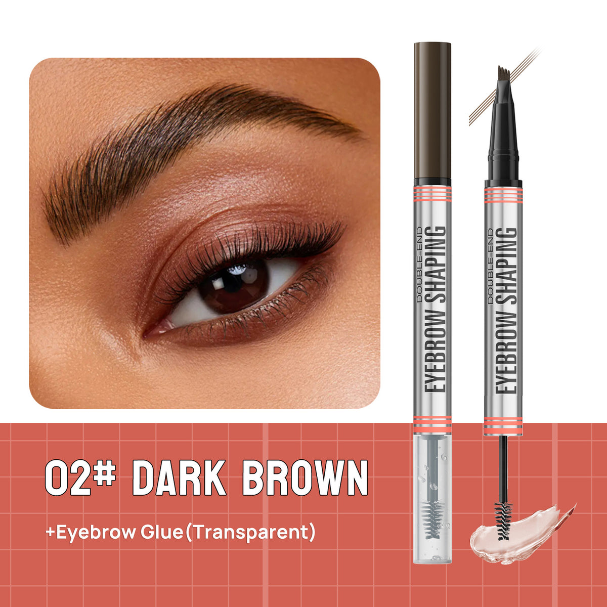 2in1 Forked Liquid Brow Pen Eyebrow Liner - Natural Hair Strokes, Waterproof