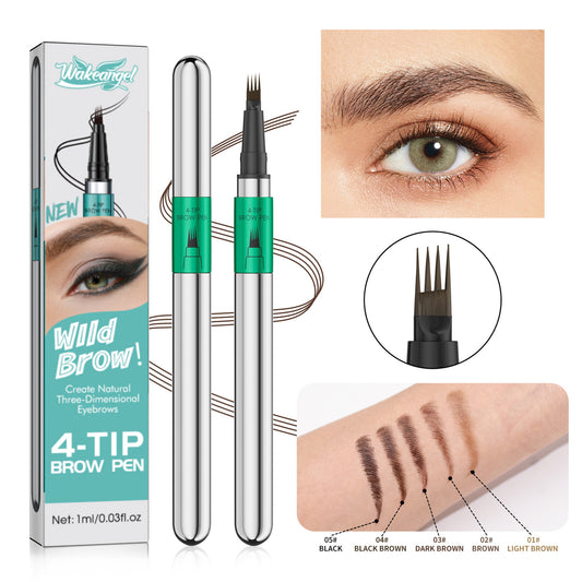 Eyebrow Liner Pen - 4-Claw Split Tip Design, Smudge-Proof, Natural Easy Color