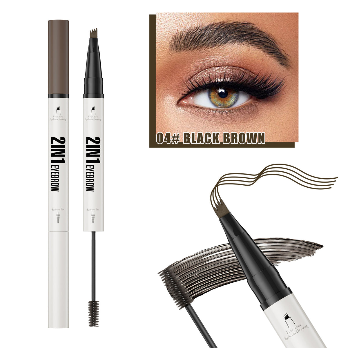 Fork Tip Liquid Eyebrow Liner - Waterproof, Sweatproof, Natural Hair Strokes