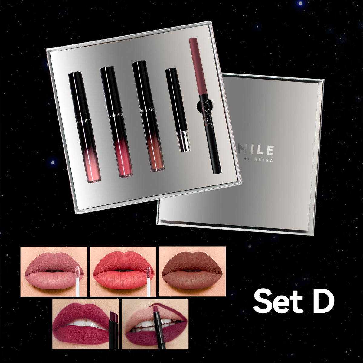 Sliver Gift Box 5PCS/set Matte Waterproof Long Lasting Lip Gloss Makeup