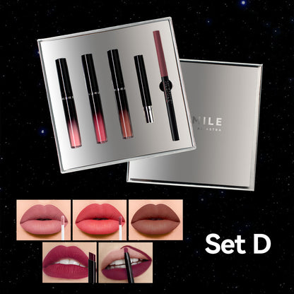 Sliver Gift Box 5PCS/set Matte Waterproof Long Lasting Lip Gloss Makeup