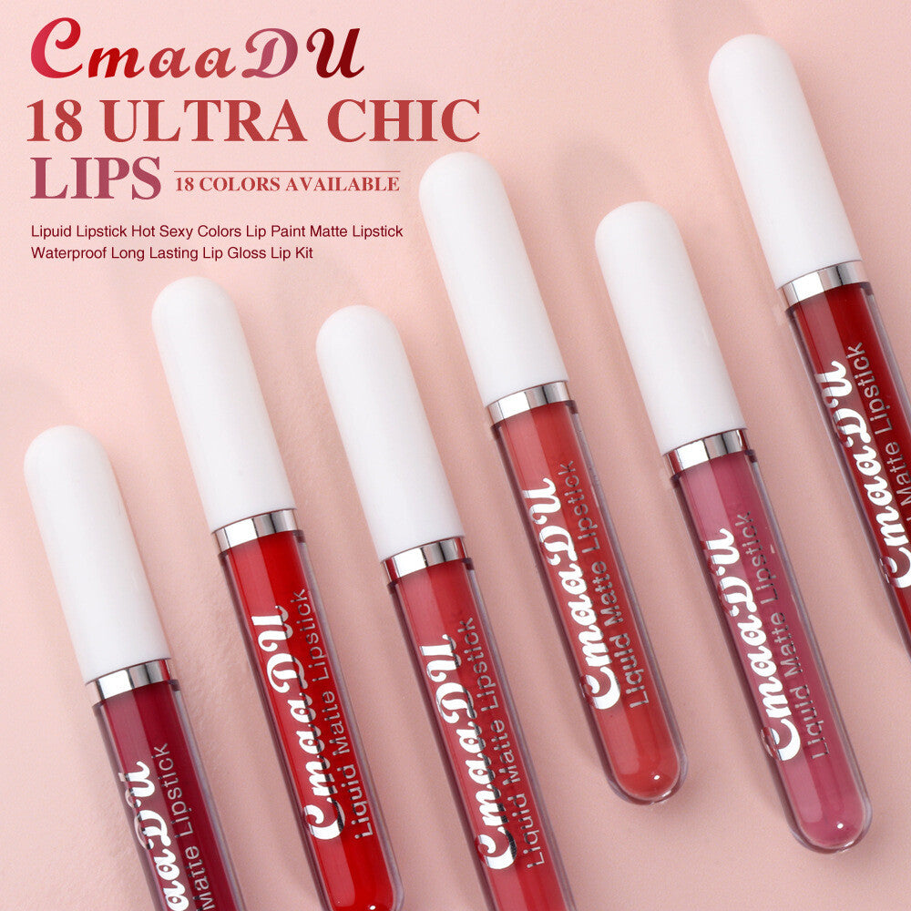 18 Colors Matte Liquid Lipstick - Waterproof, Transfer-Resistant Lip Gloss