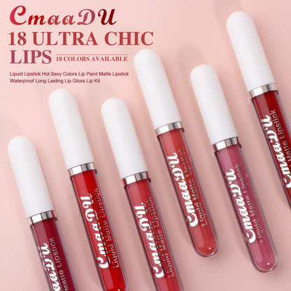 18 Colors Matte Liquid Lipstick - Waterproof, Transfer-Resistant Lip Gloss