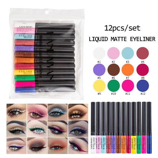 Matte Liquid Eyeliner & Eyeshadow 12pcs/Set · Waterproof · Long-Lasting