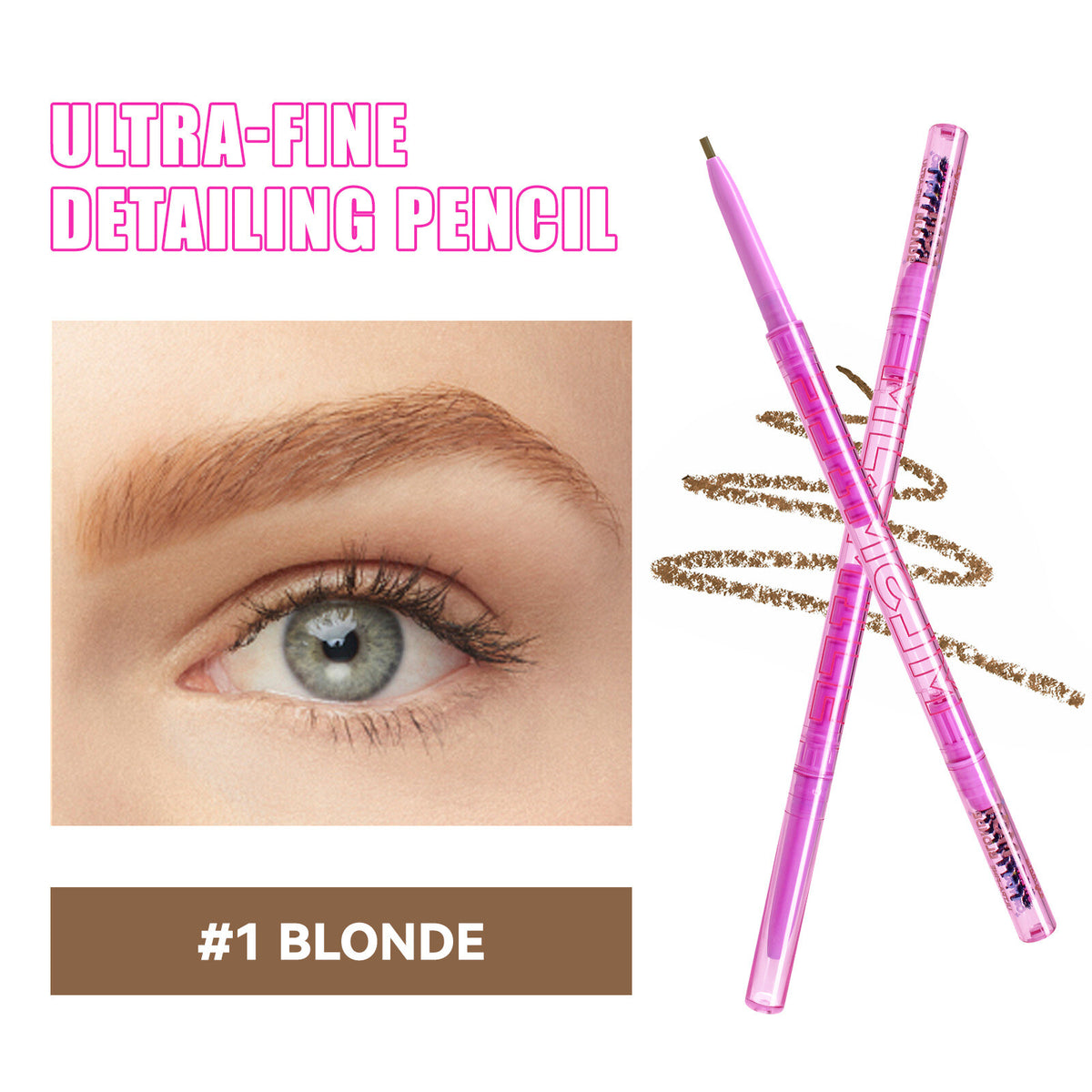 Ultra-Fine Dual Brow Pencil Eyebrow Liner Waterproof Smudge-Proof Natural