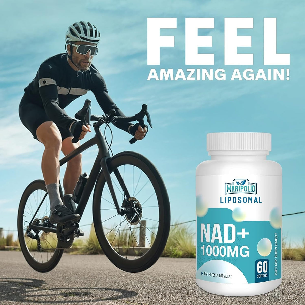 Liposomal NAD+ Supplement 1000mg for Energy, Brain Function & DNA Support