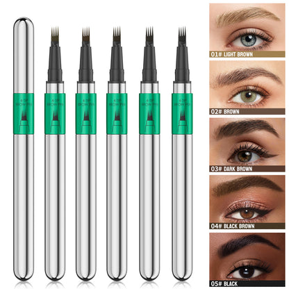 Eyebrow Liner Pen - 4-Claw Split Tip Design, Smudge-Proof, Natural Easy Color