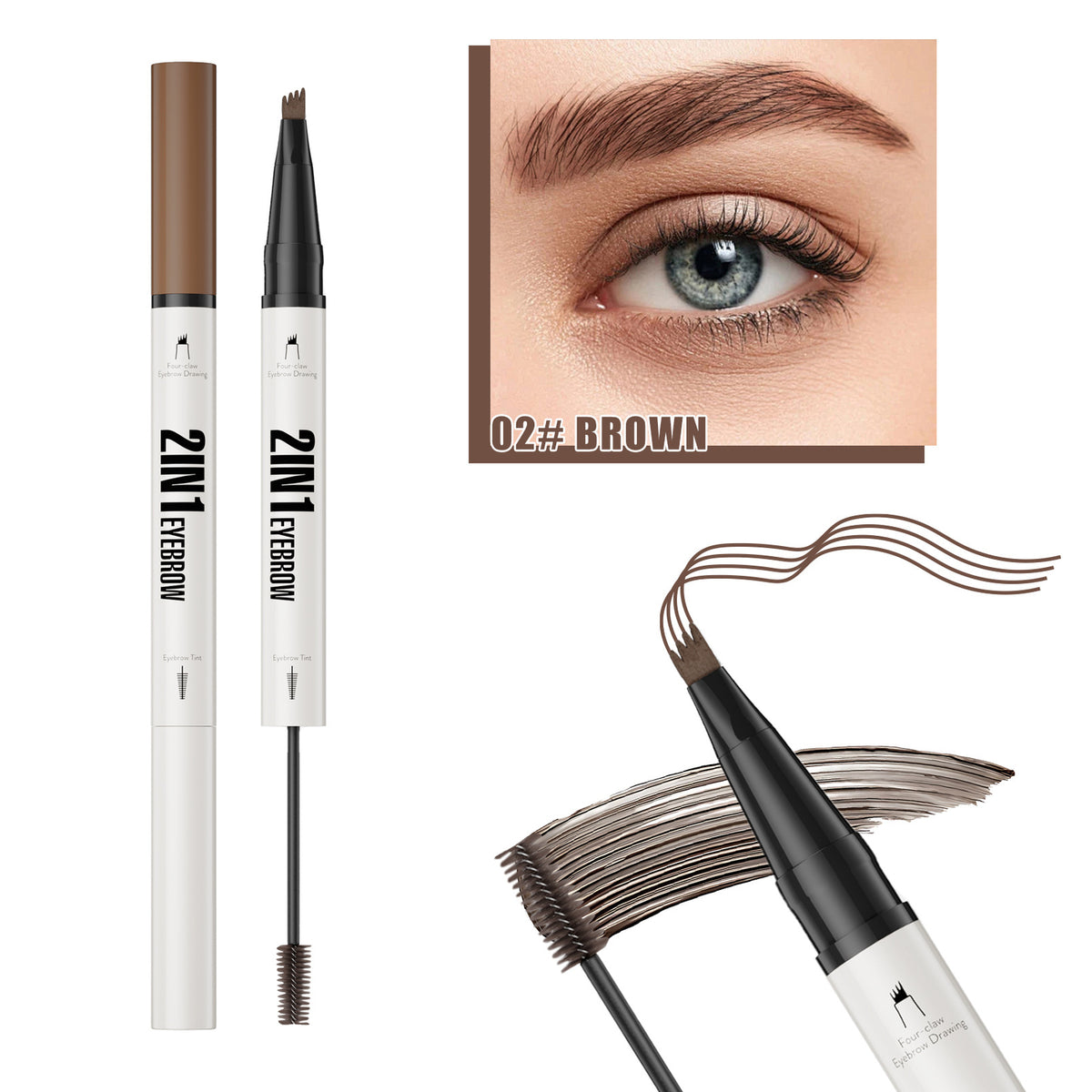 Fork Tip Liquid Eyebrow Liner - Waterproof, Sweatproof, Natural Hair Strokes