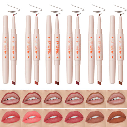 2in1 Double Head Lipstick Lip Contour Pencil 6 Colors Long Lasting Waterproof