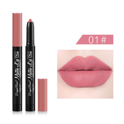 12 Colors 1.8g Auto Lip Liner & Matte Lipstick - Velvet Red & Rosewood