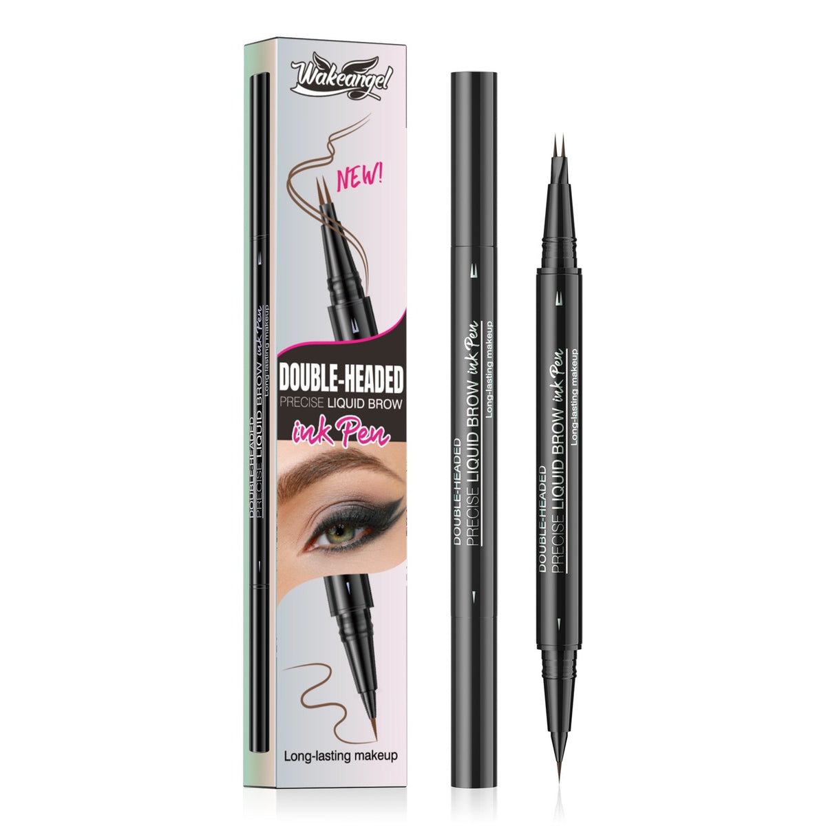 Double-Ended Forked Brow Pen Eyebrow Liner Waterproof SmudgeProof Eyes Makeup
